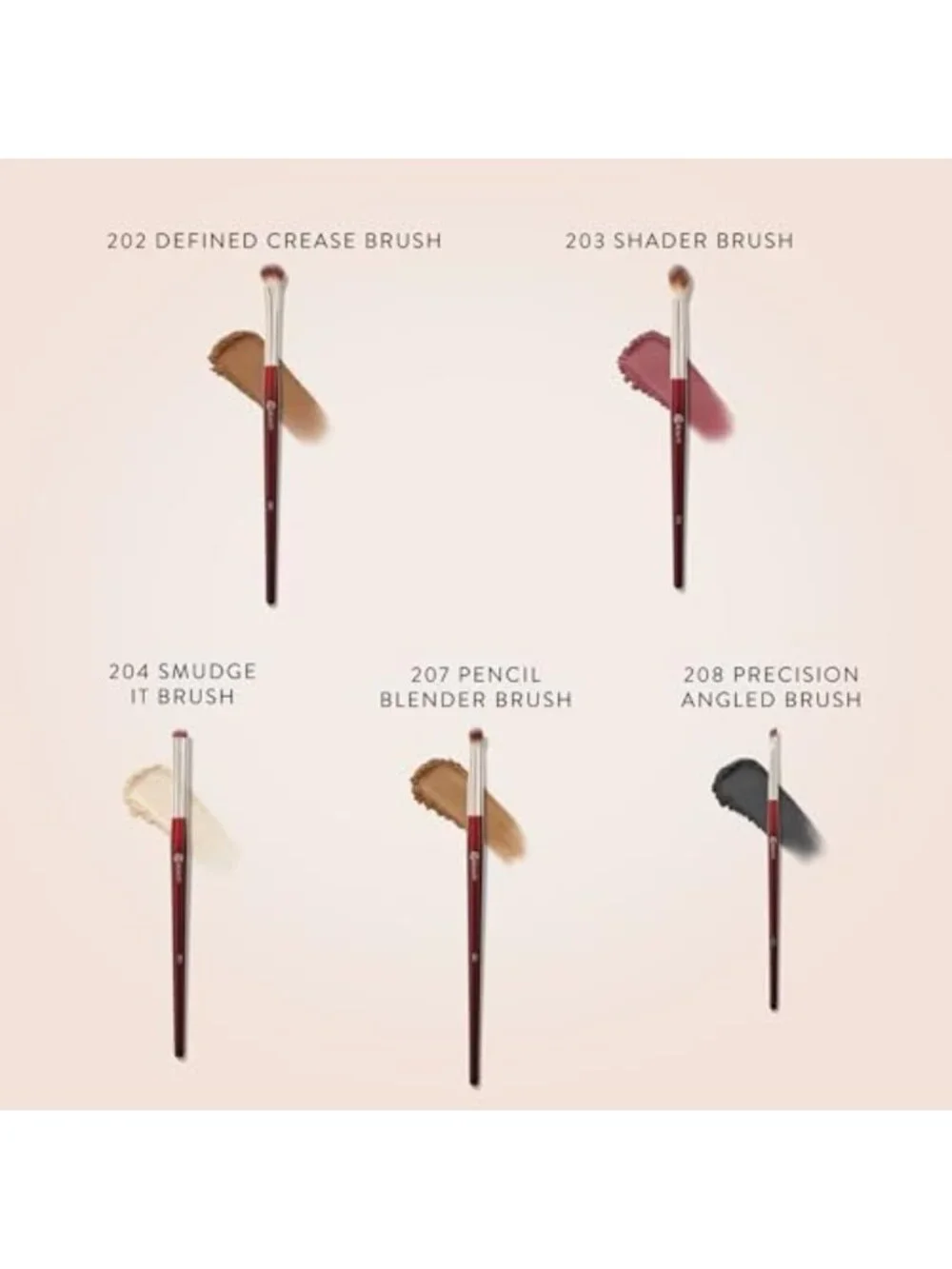 5-Piece Eyeshadow Brush Set for Hooded & Smaller Eyes - Perfect Makeup Tools